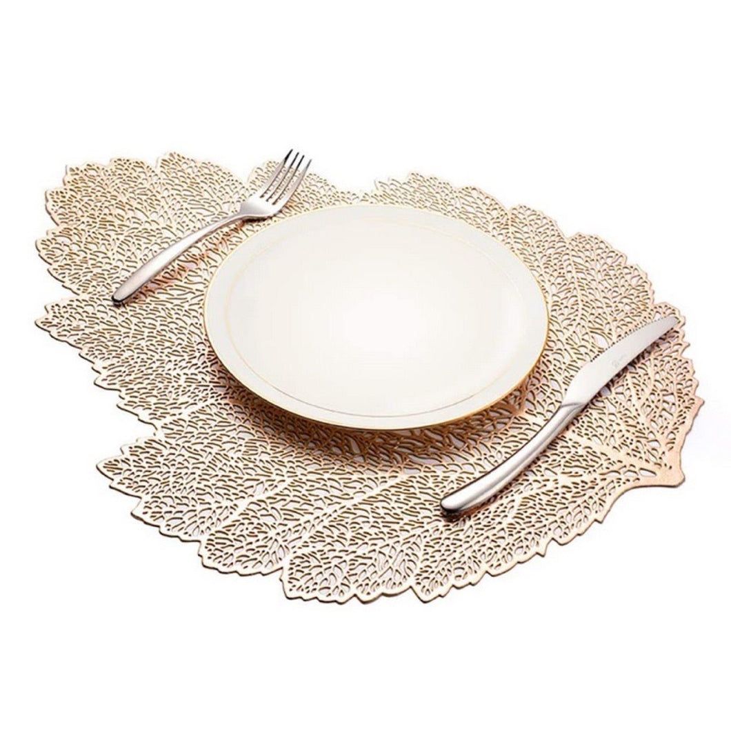 Metallic placemats leaf